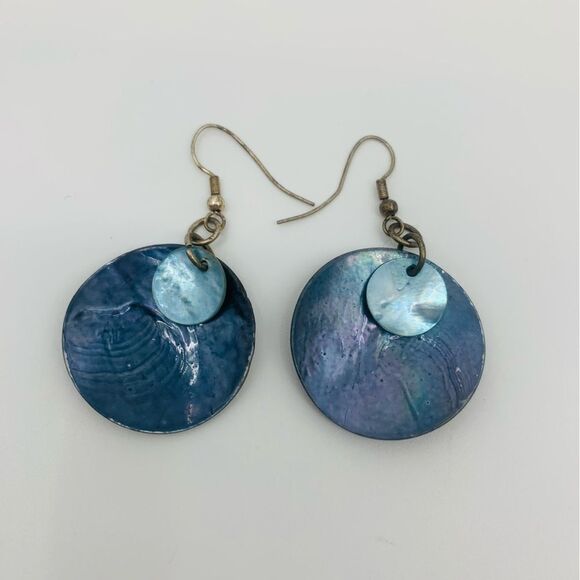 Elegant Blue Shell Earrings | Abalone style - Picture 1 of 4